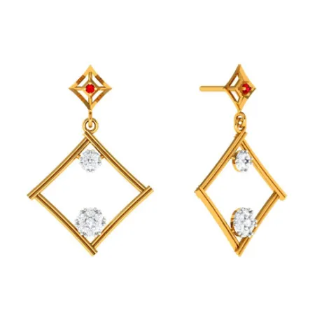 Dazzling Diamond Embedded Triangle 14k Gold Earrings