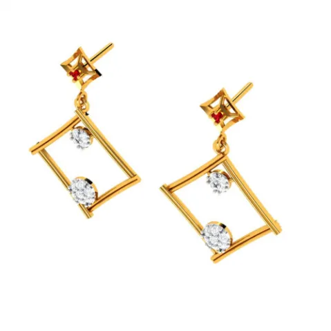 Dazzling Diamond Embedded Triangle 14k Gold Earrings