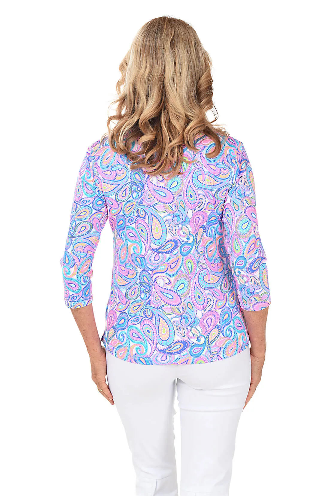 Dazzling Paisley Classic UPF50  V-Neck Top