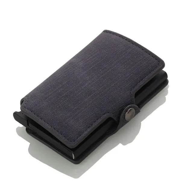 Denim RFID Leather Business Credit Card Holder