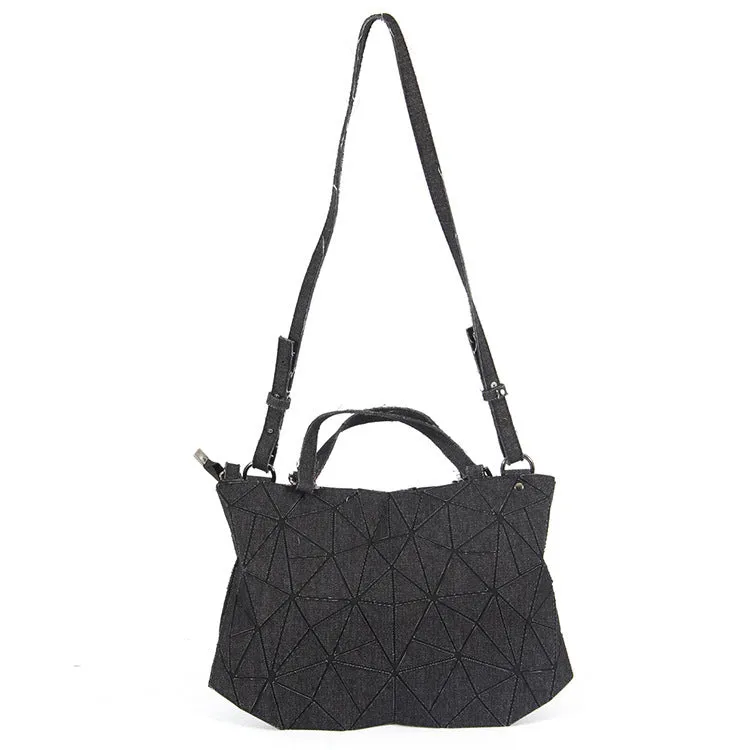 Diamond embossed denim bag