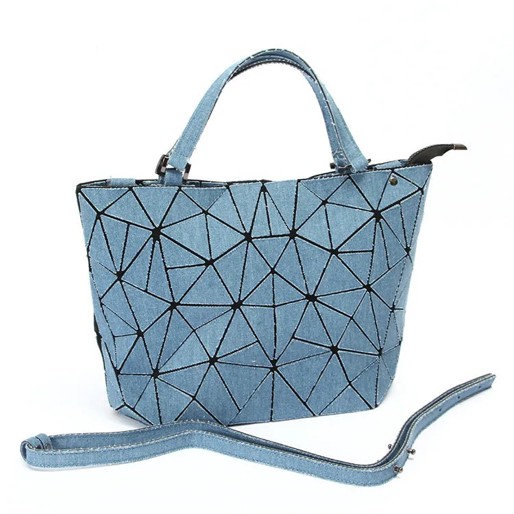 Diamond embossed denim bag