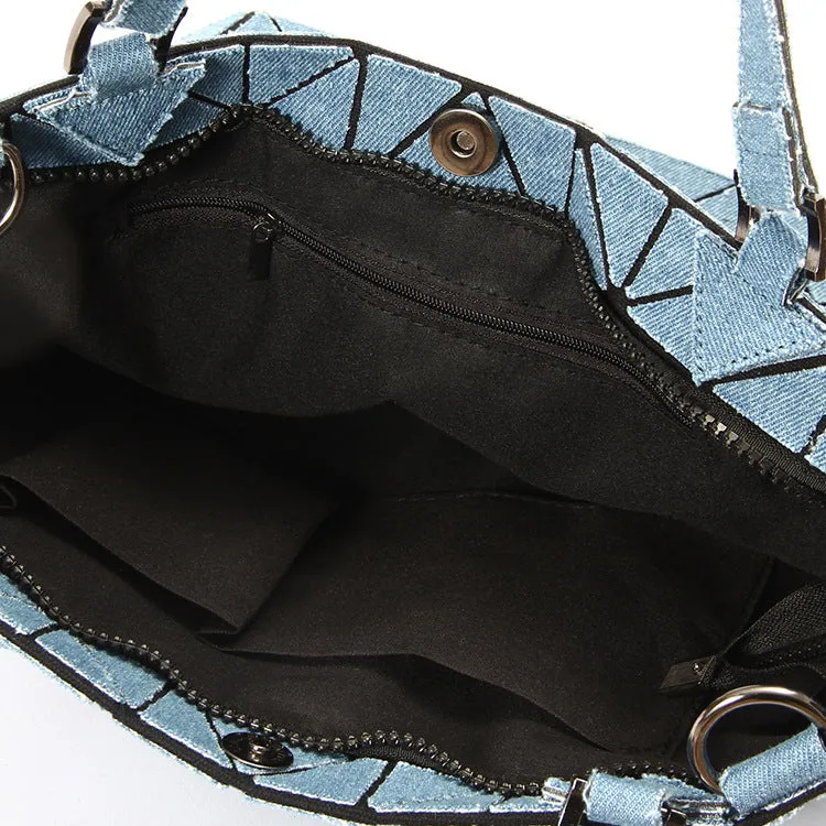 Diamond embossed denim bag