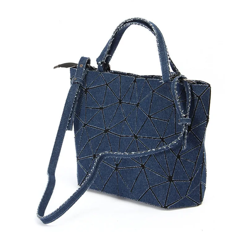 Diamond embossed denim bag