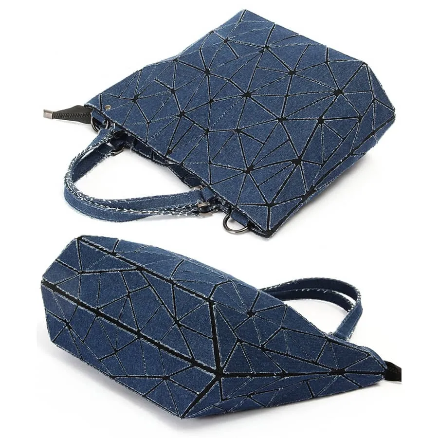 Diamond embossed denim bag