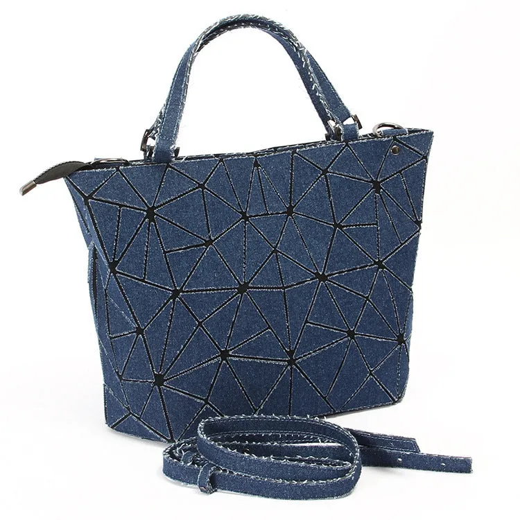 Diamond embossed denim bag