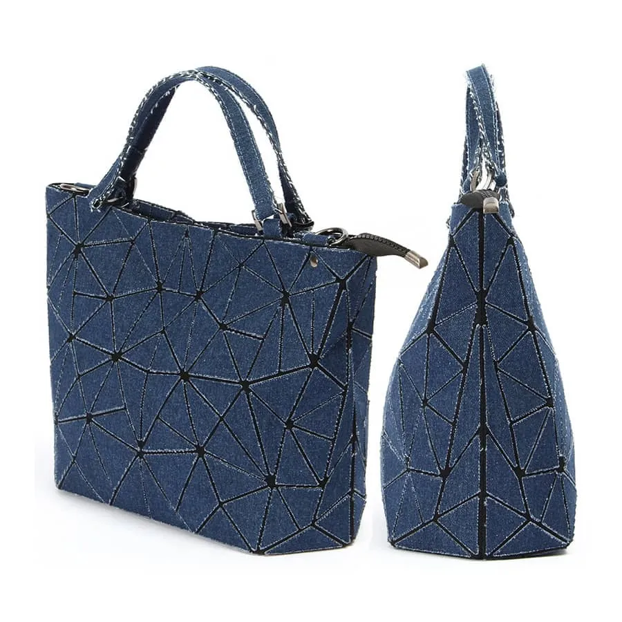 Diamond embossed denim bag