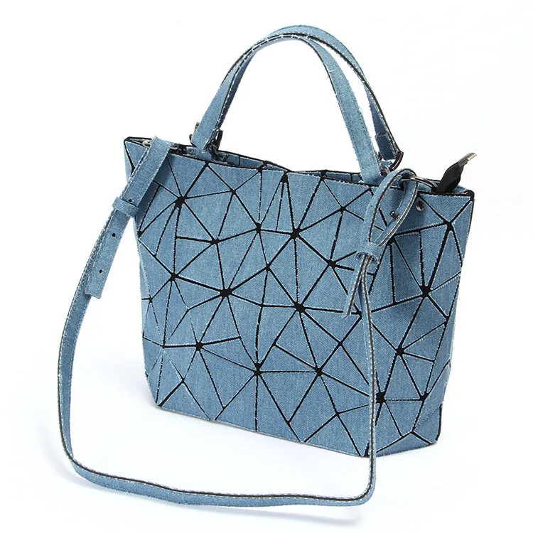 Diamond embossed denim bag