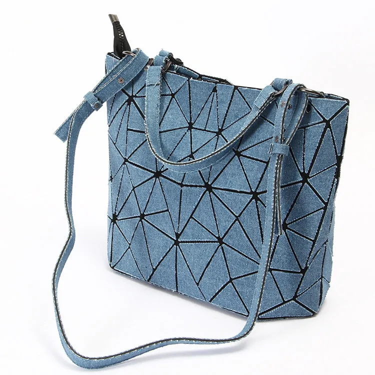 Diamond embossed denim bag