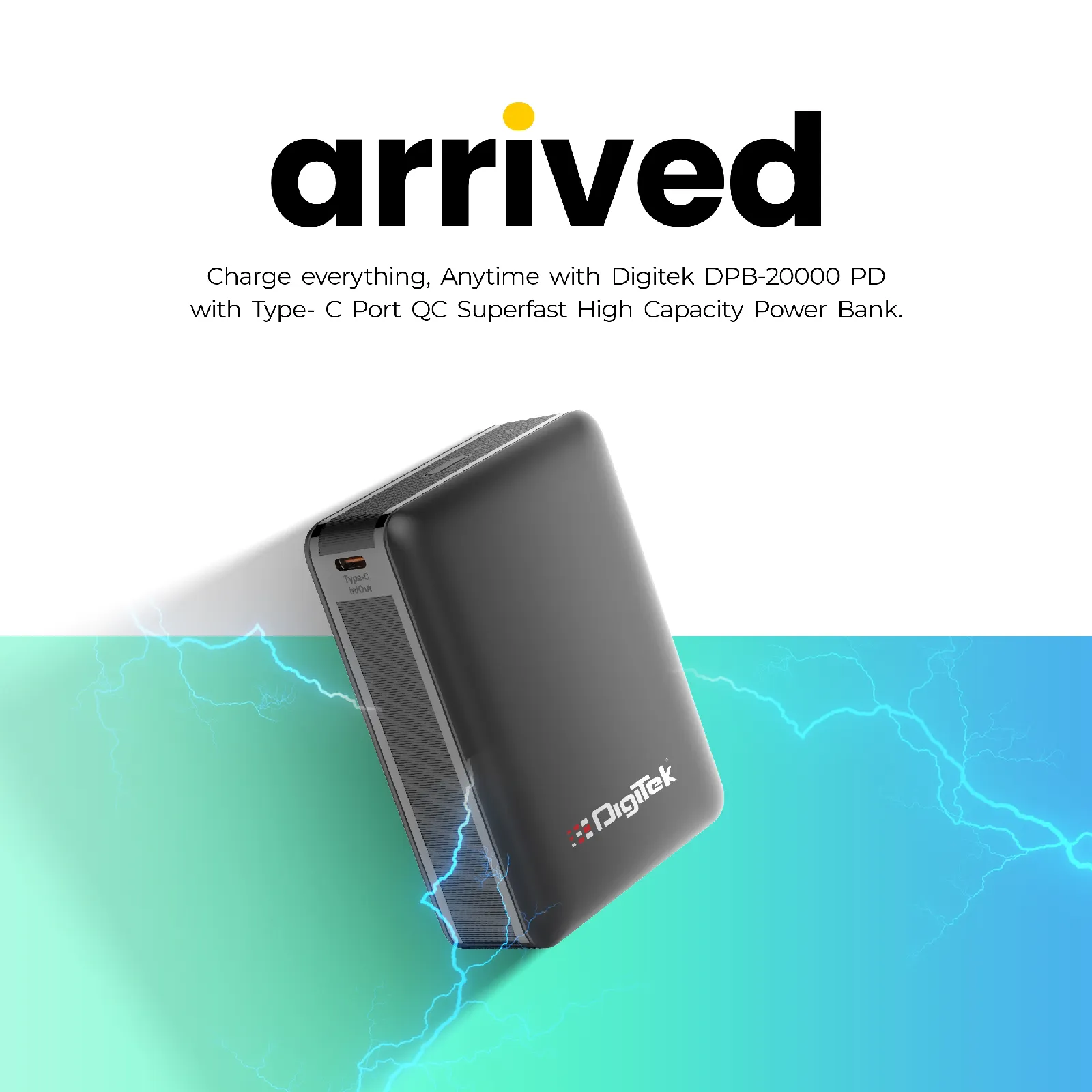 Digitek (DPB-20000 PD QC) High Capacity Superfast Power Bank with 22.5 Watt PD / QC charging with Type C Port (20000 mAh) with Blue