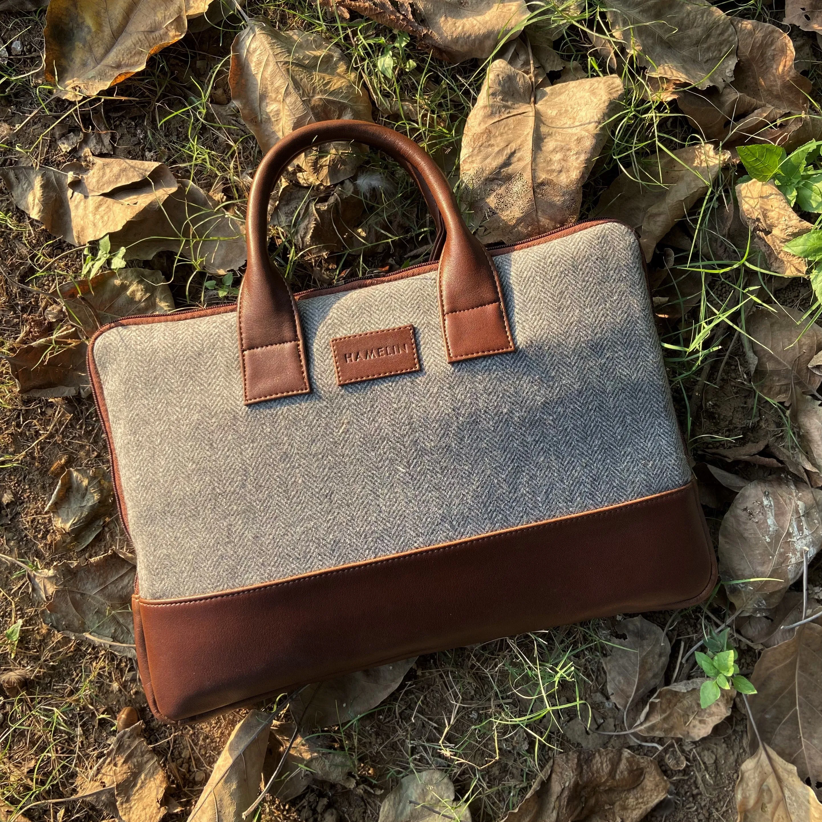 Elon Laptop Sleeve - Pewter Herringbone - SAMPLE SALE