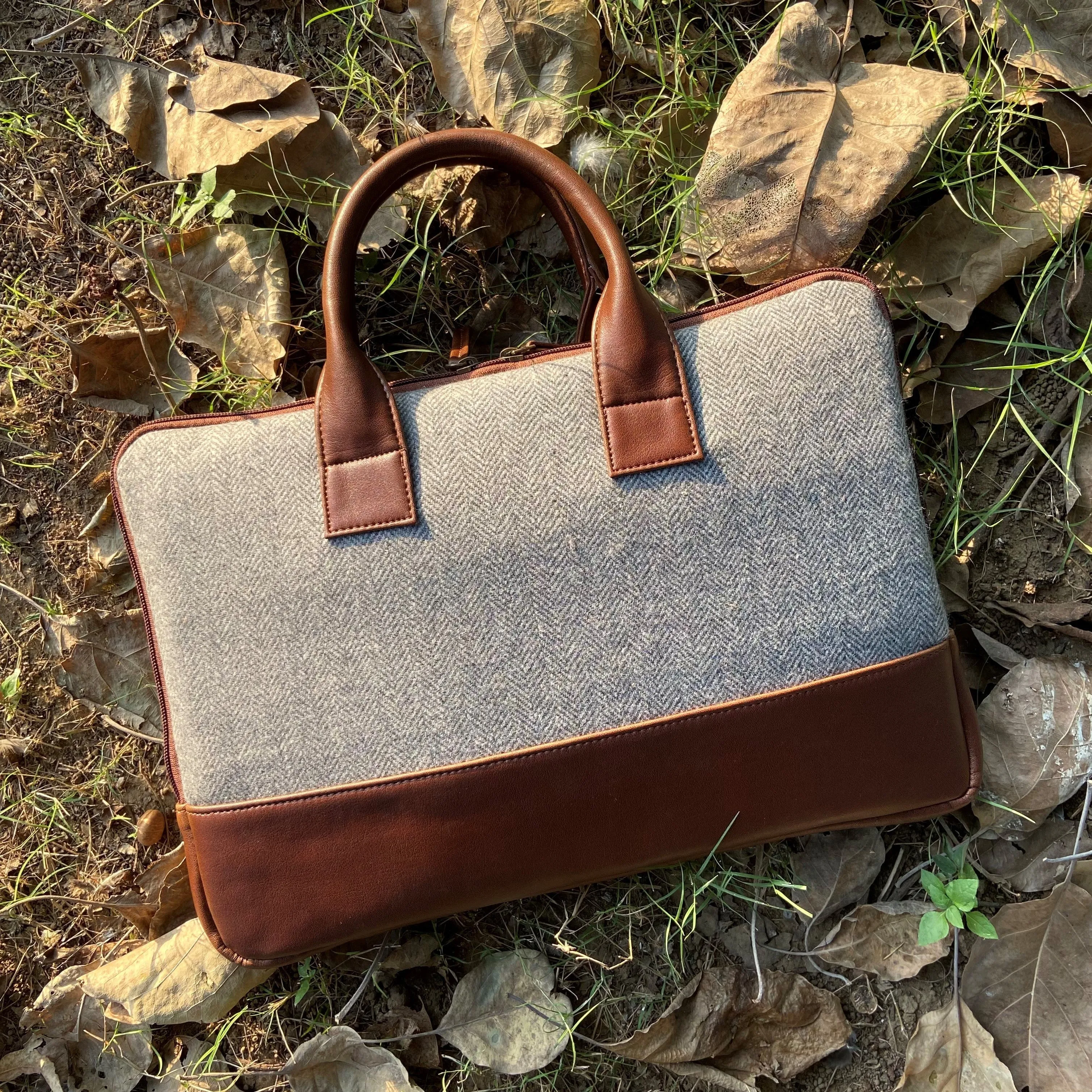 Elon Laptop Sleeve - Pewter Herringbone - SAMPLE SALE