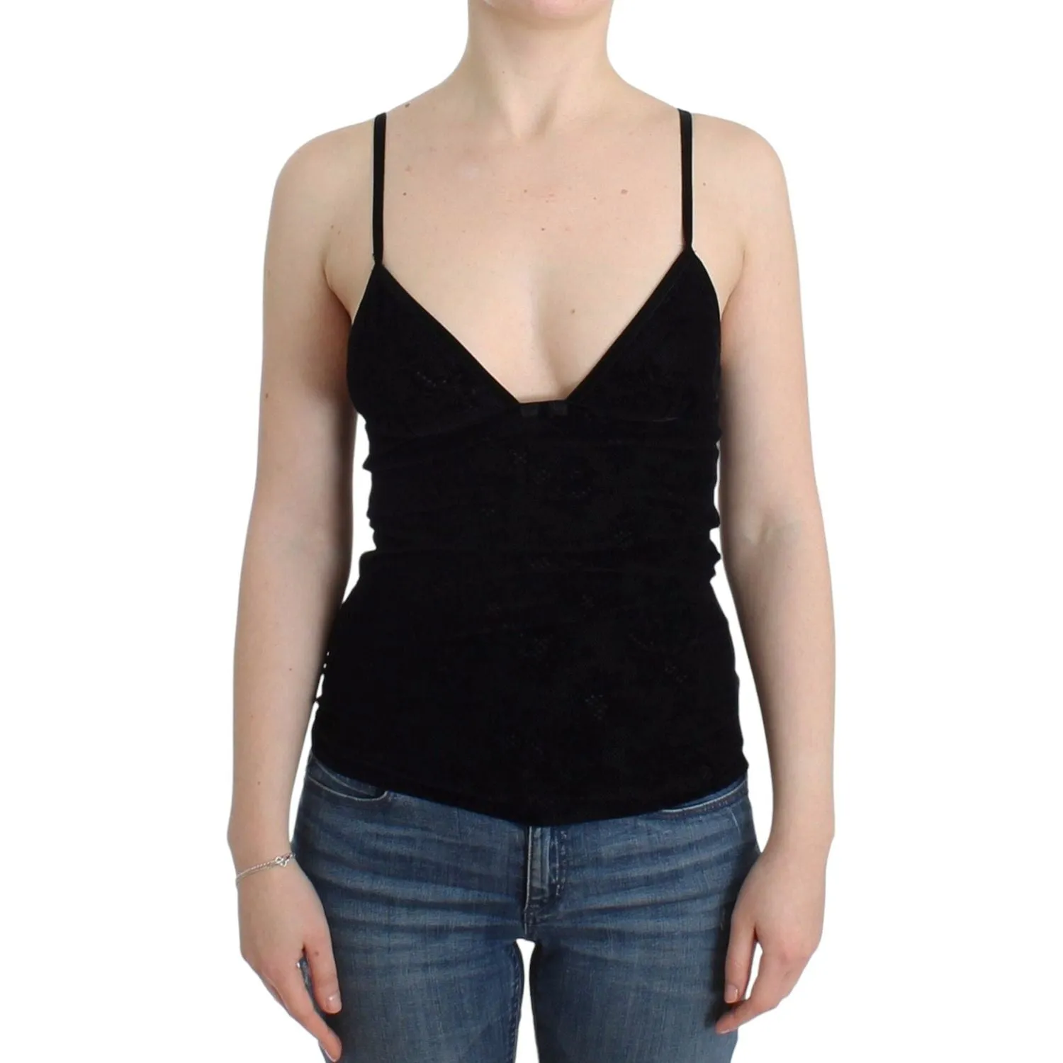 Ermanno Scervino Elegant Black Cami Lingerie Top