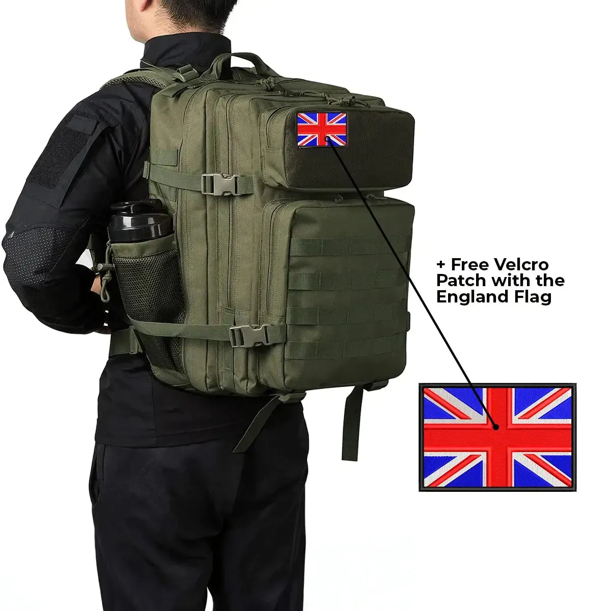 Exodus® Military Tactical Backpack (  Free Velcro Patch with the England Flag)