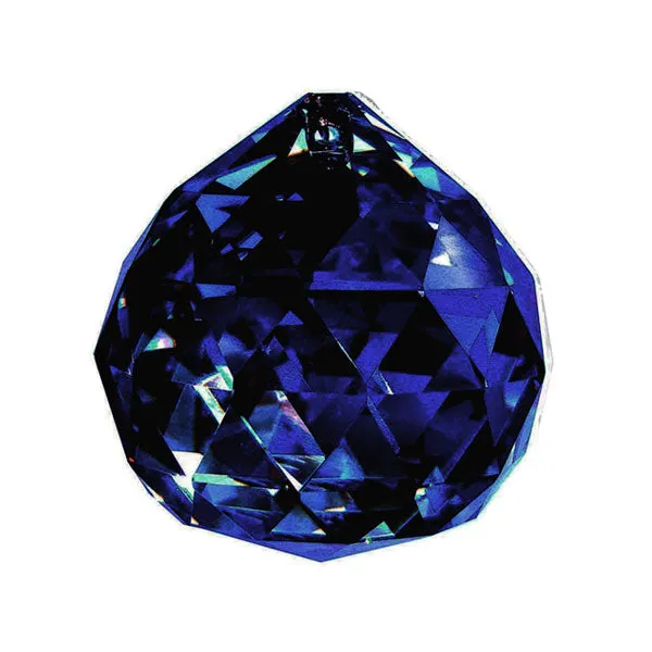 Faceted Ball Crystal 30mm Blue Water Prism with One Hole on Top