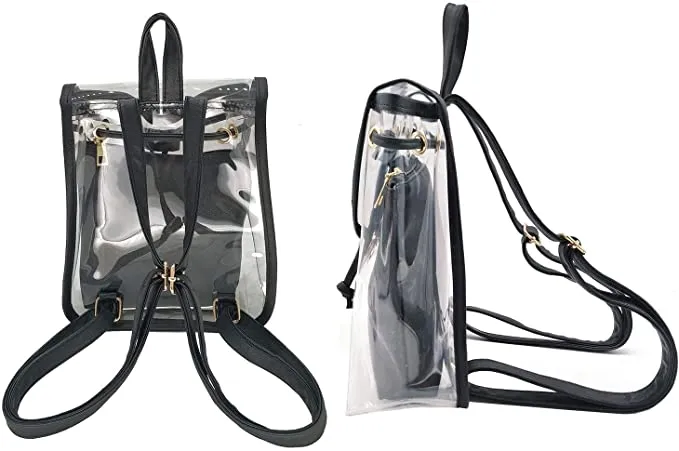 Fashion 2 in 1 Black Clear Transparent Backpack