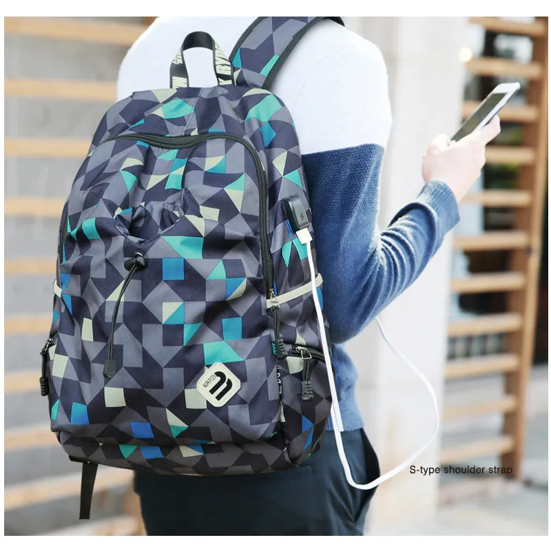 Fashion Student College Backpack With USB Charging