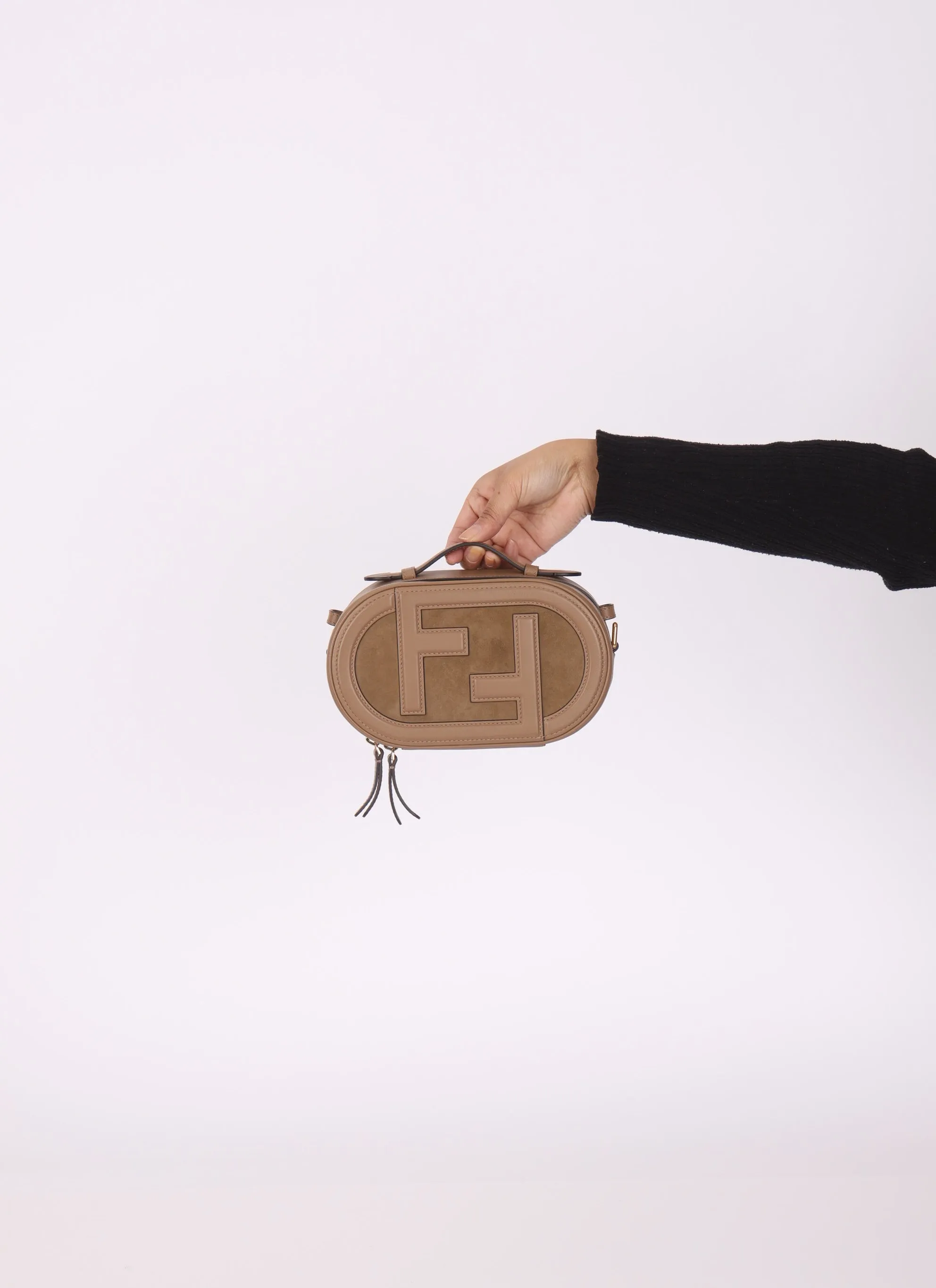 Fendi Suede O'Lock Top Handle Crossbody