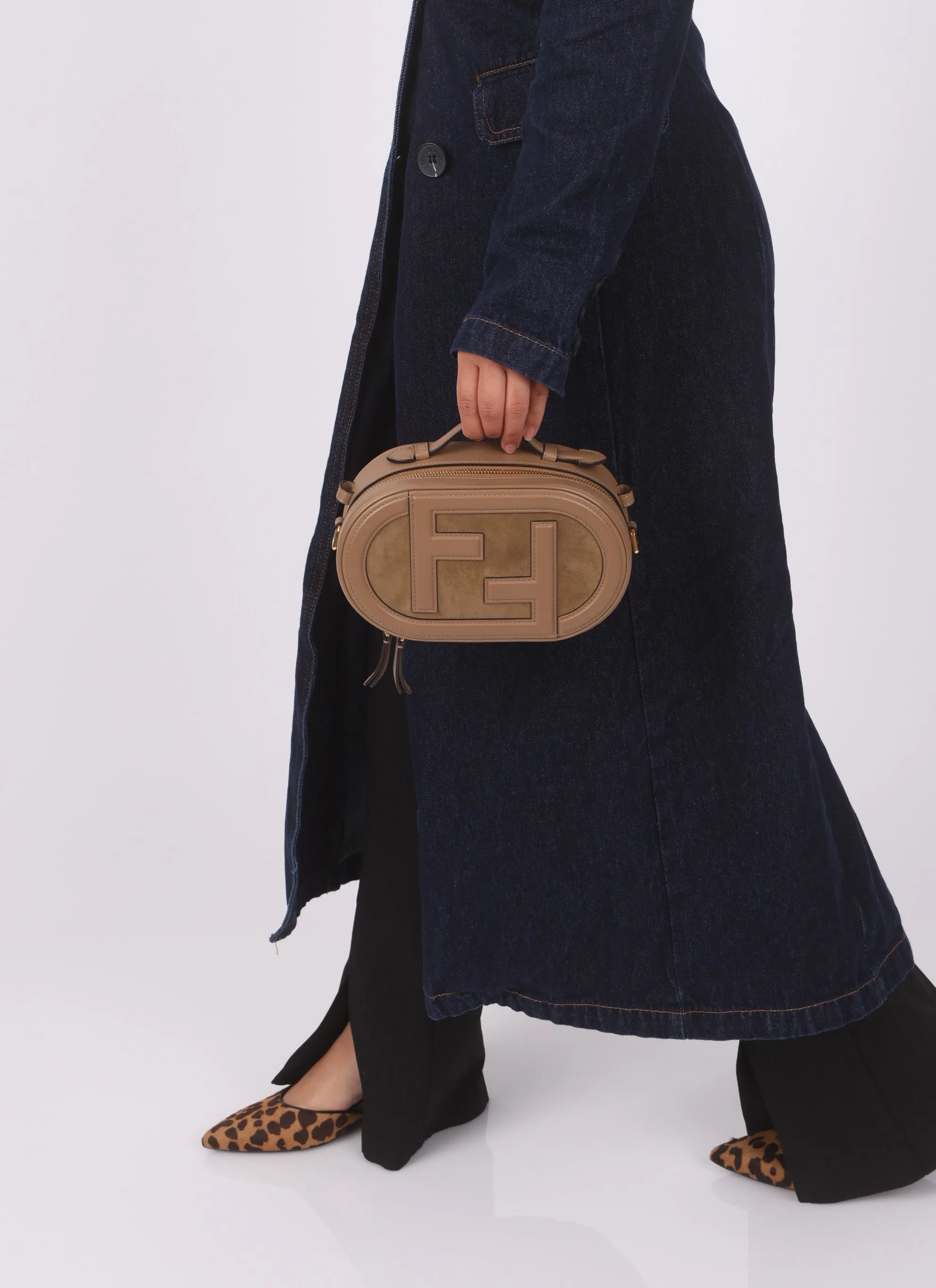 Fendi Suede O'Lock Top Handle Crossbody