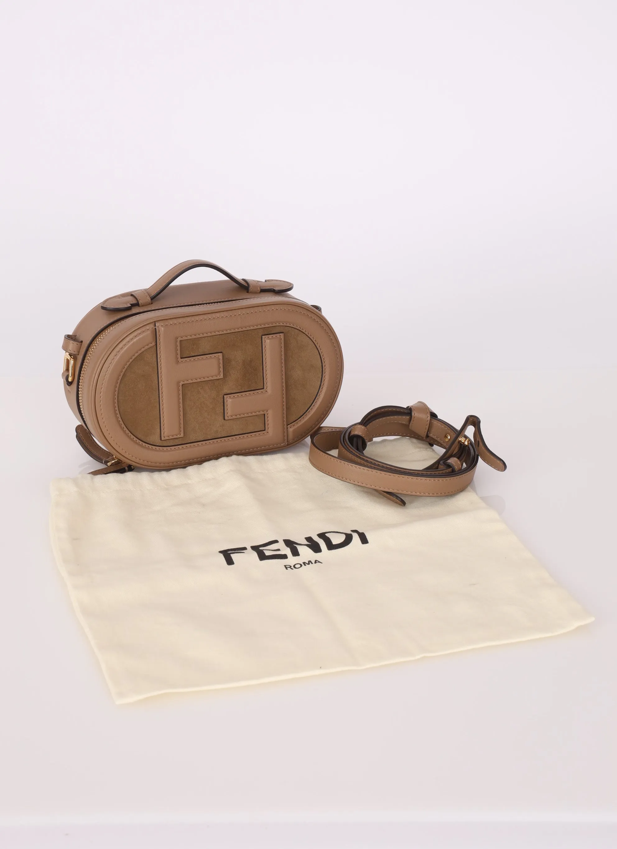 Fendi Suede O'Lock Top Handle Crossbody