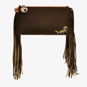 Fringe Beltbag "Chocolate Brown" with golden print