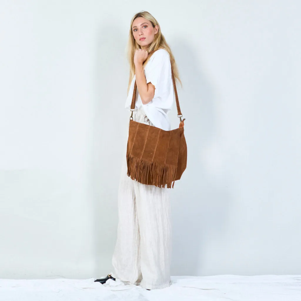 Fringe suede shoulder bag wholesale