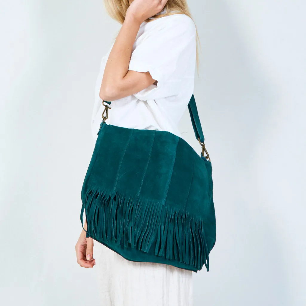 Fringe suede shoulder bag wholesale