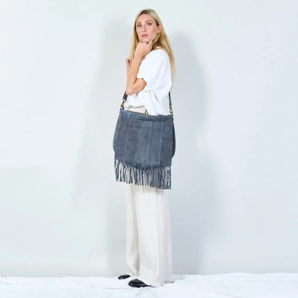 Fringe suede shoulder bag wholesale