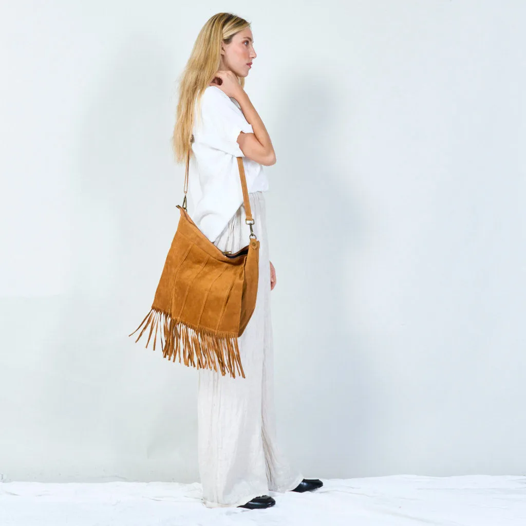 Fringe suede shoulder bag wholesale