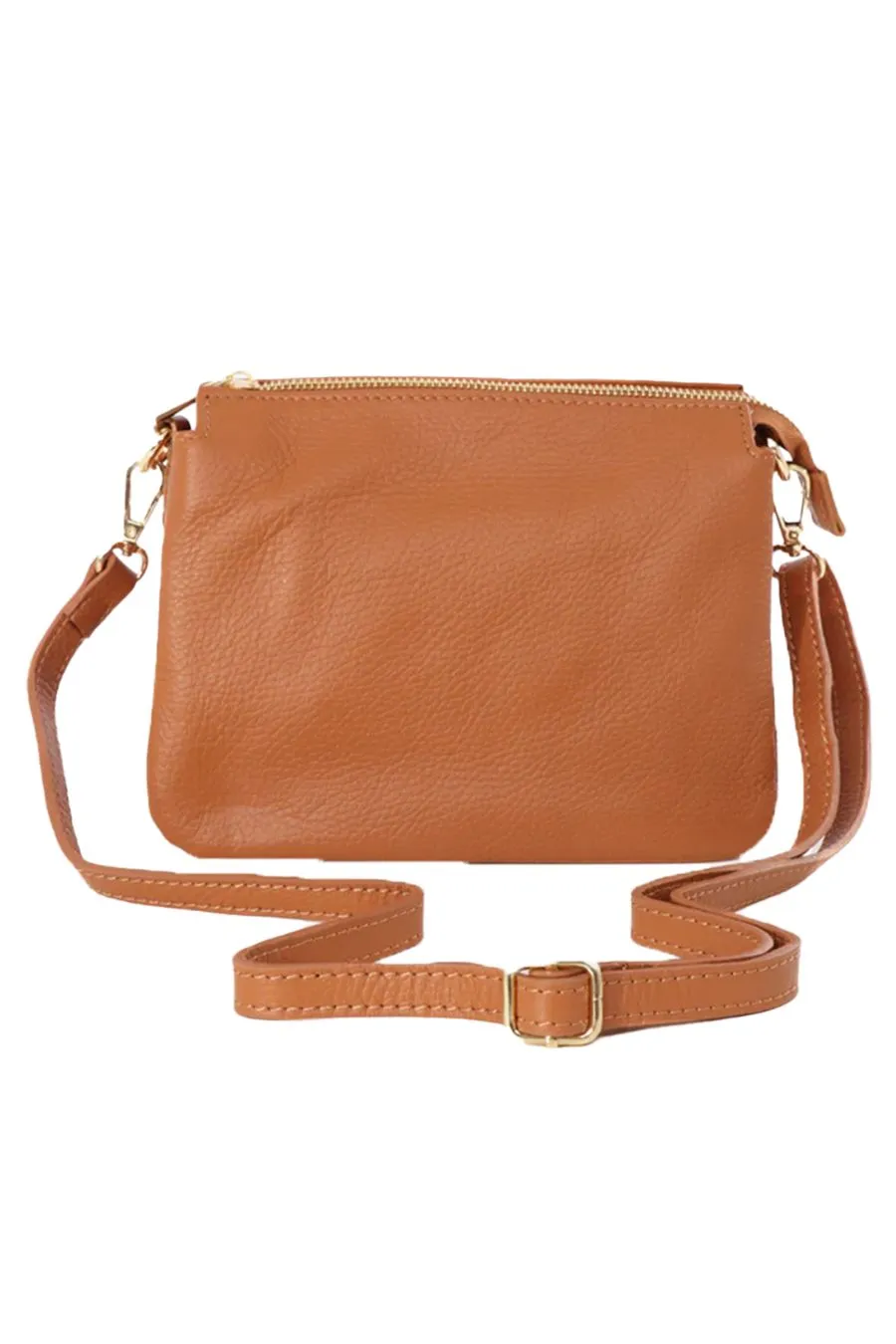 Gia Crossbody Bag - Tan, Pebbled