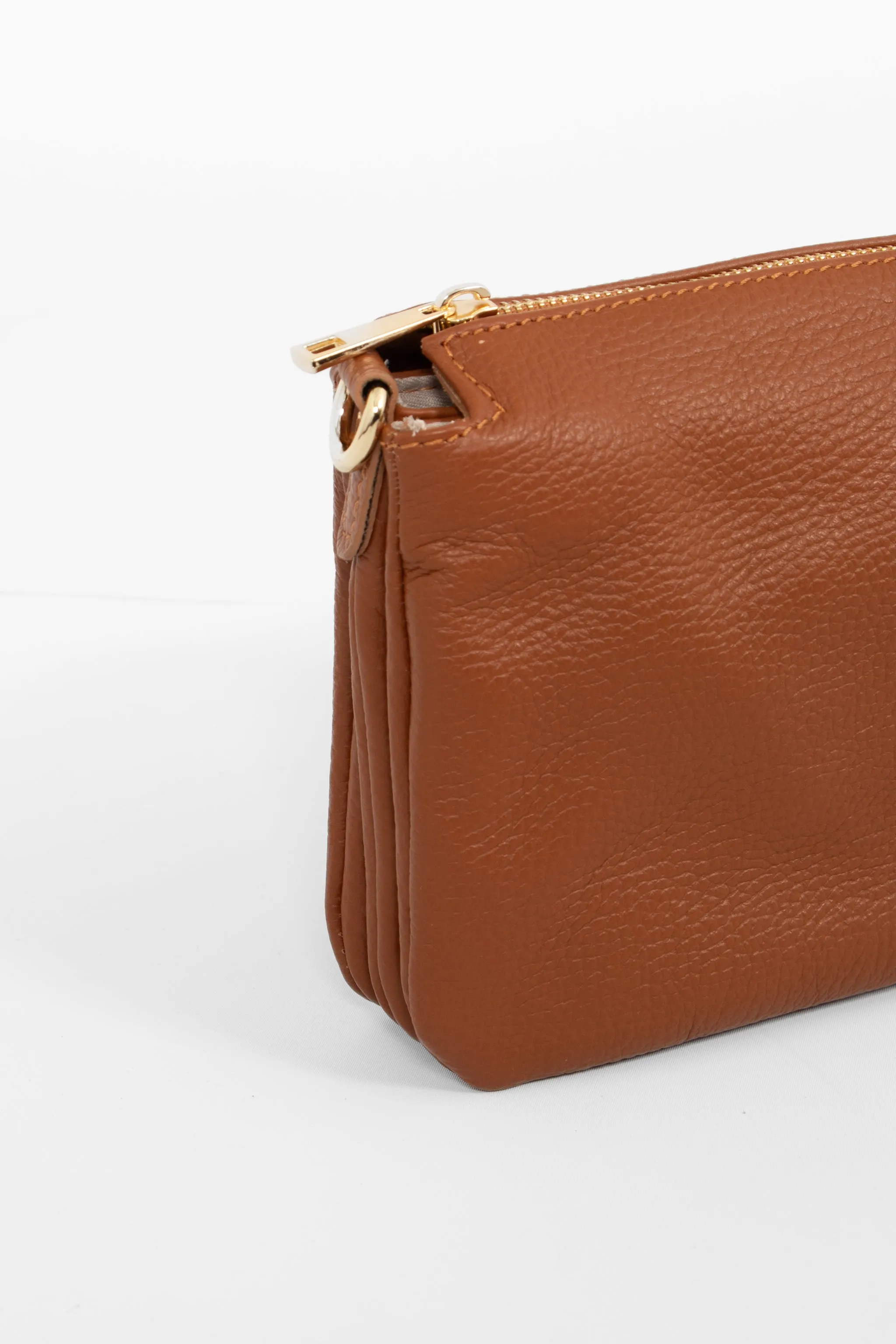 Gia Crossbody Bag - Tan, Pebbled