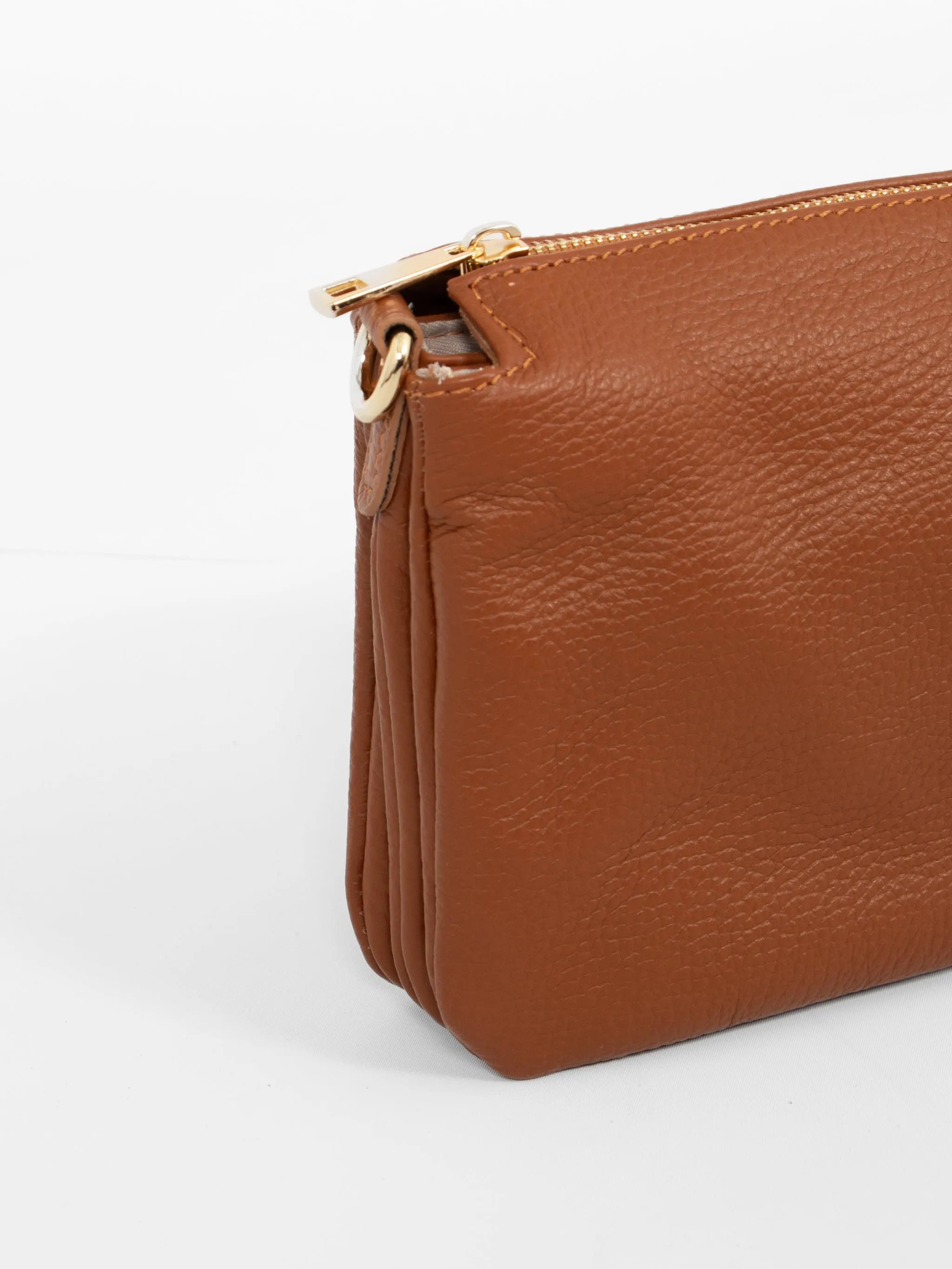 Gia Crossbody Bag - Tan, Pebbled