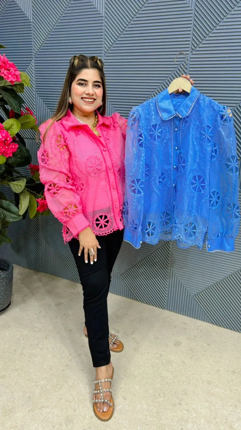 Gorgeous Cut Work Organza Shirt GGR460