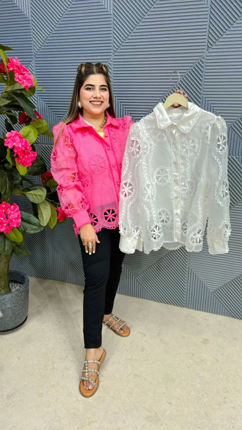 Gorgeous Cut Work Organza Shirt GGR460