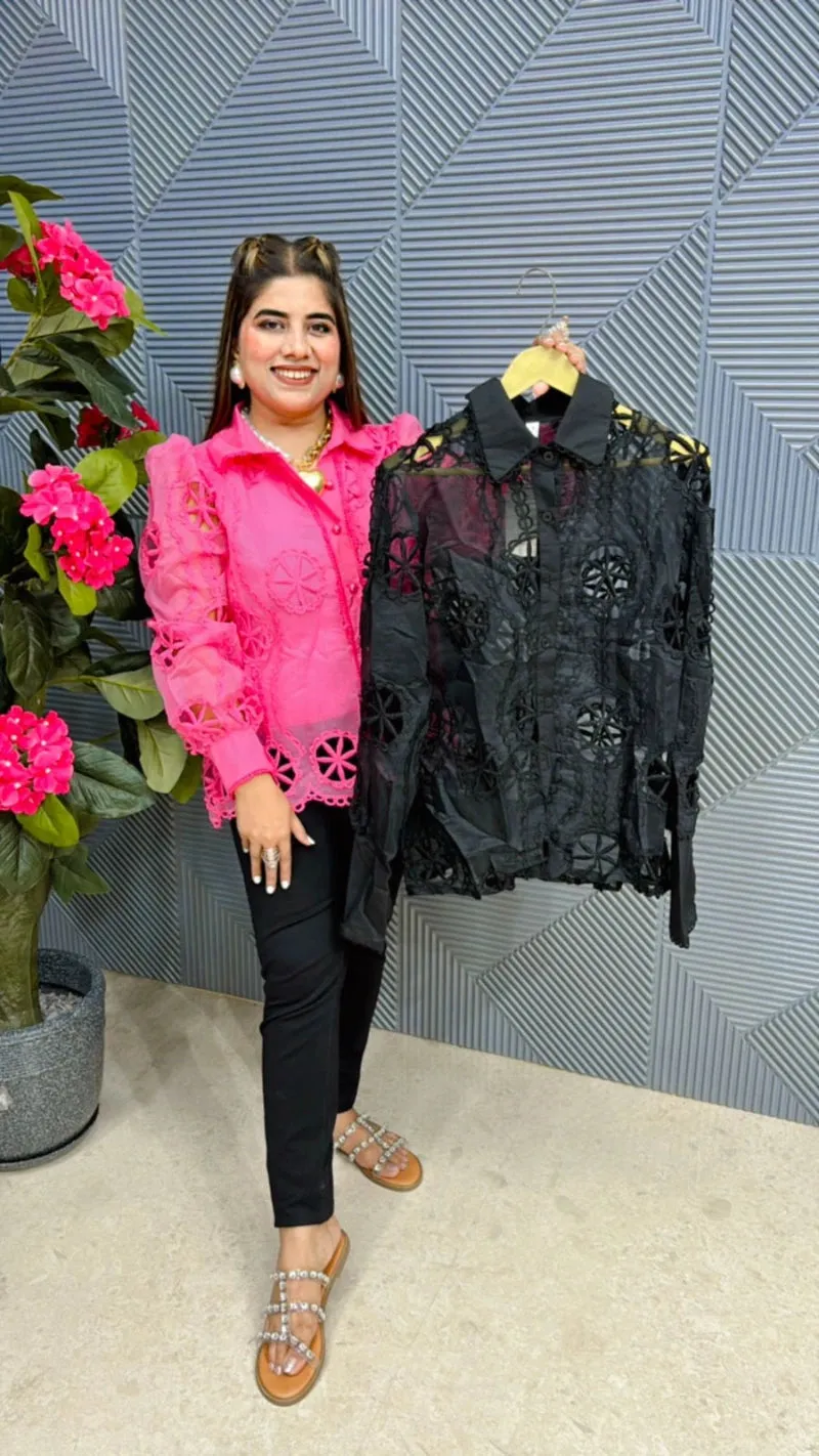 Gorgeous Cut Work Organza Shirt GGR460