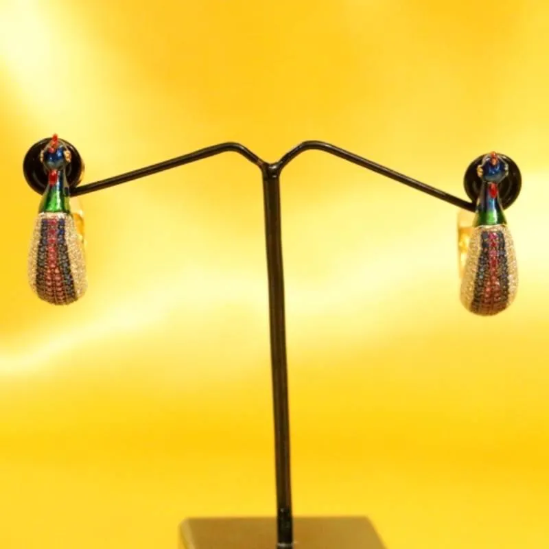 Gorgeous Peacock Meenakari Hoops