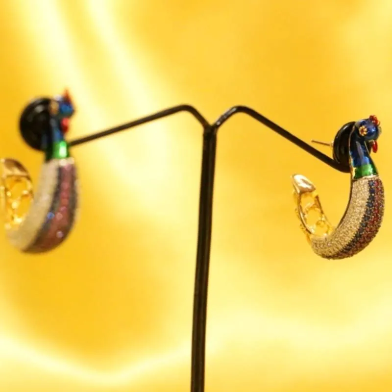 Gorgeous Peacock Meenakari Hoops