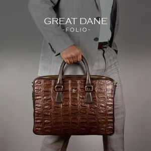 Great Dane | Genuine Leather Portfolio/Office Bag | Color: Black & Brown