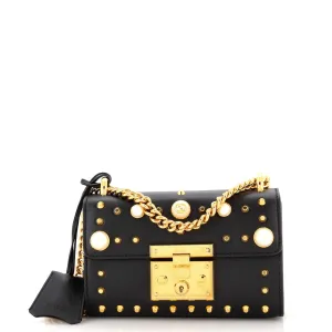 GUCCI Pearly Padlock Shoulder Bag Studded Leather Small