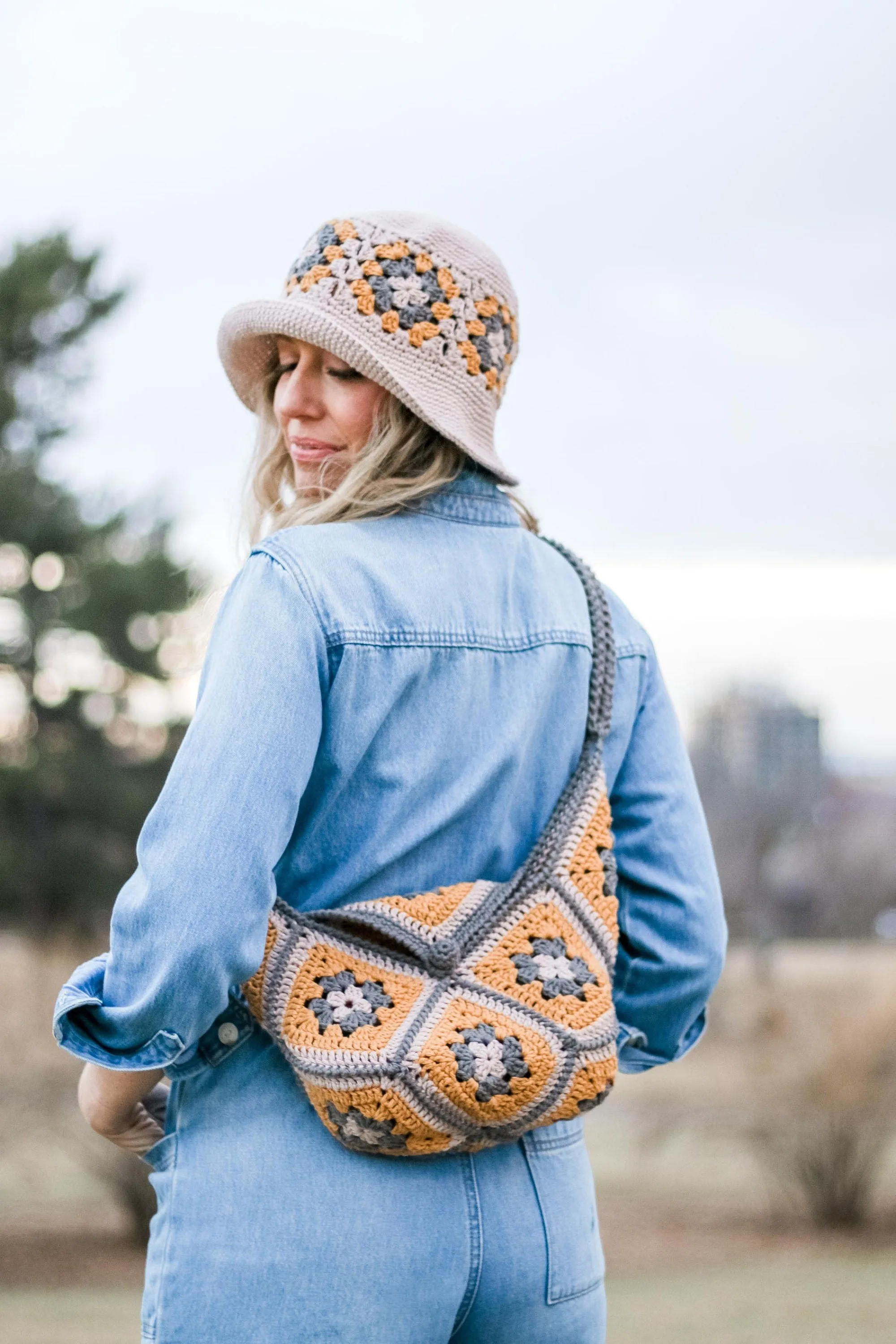 Halcyon Granny Square Bucket Hat & Bag Crochet Pattern