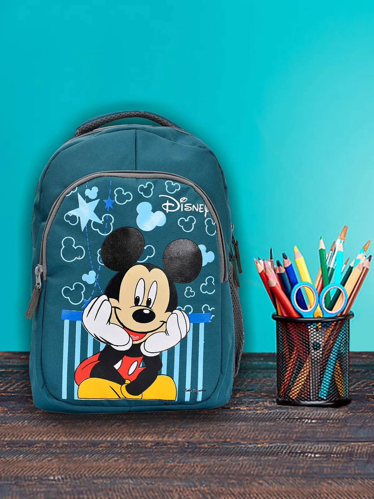 Heart Home Rexien Disney Mickey Mouse Printed Kids School Standard Backpack|Zipper Closure With 3 Comparments|Size 27 X 22 X 40 Cm (Green)-Hs_38_Hearth21105