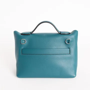 Hermes 24/24 Mini Vert Bosphore Evercolor with Crocodile Touch