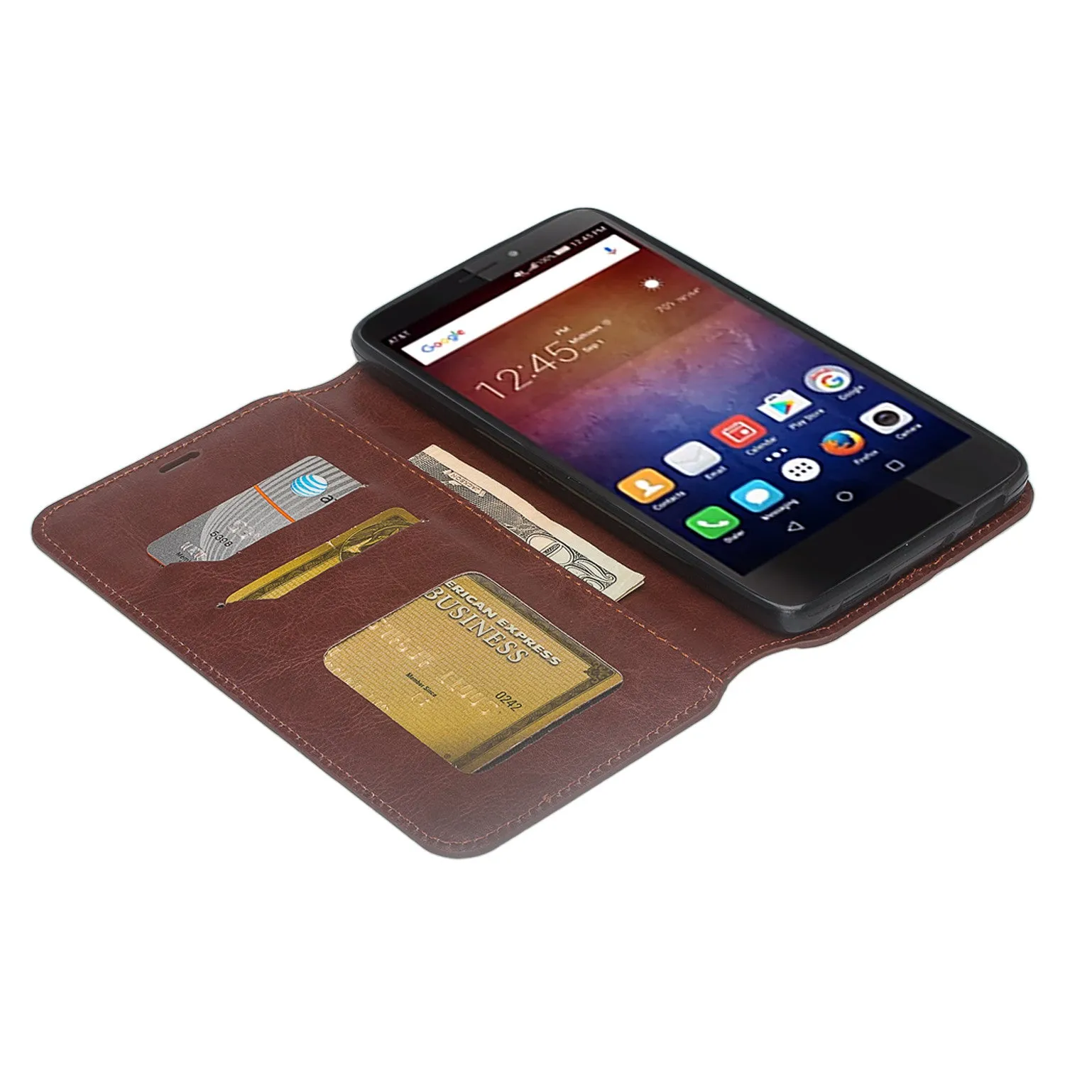 Huawei Ascend XT Case, Pu Leather Magnetic Fold[Kickstand] Wallet Case with ID & Card Slots for Ascend XT - Brown