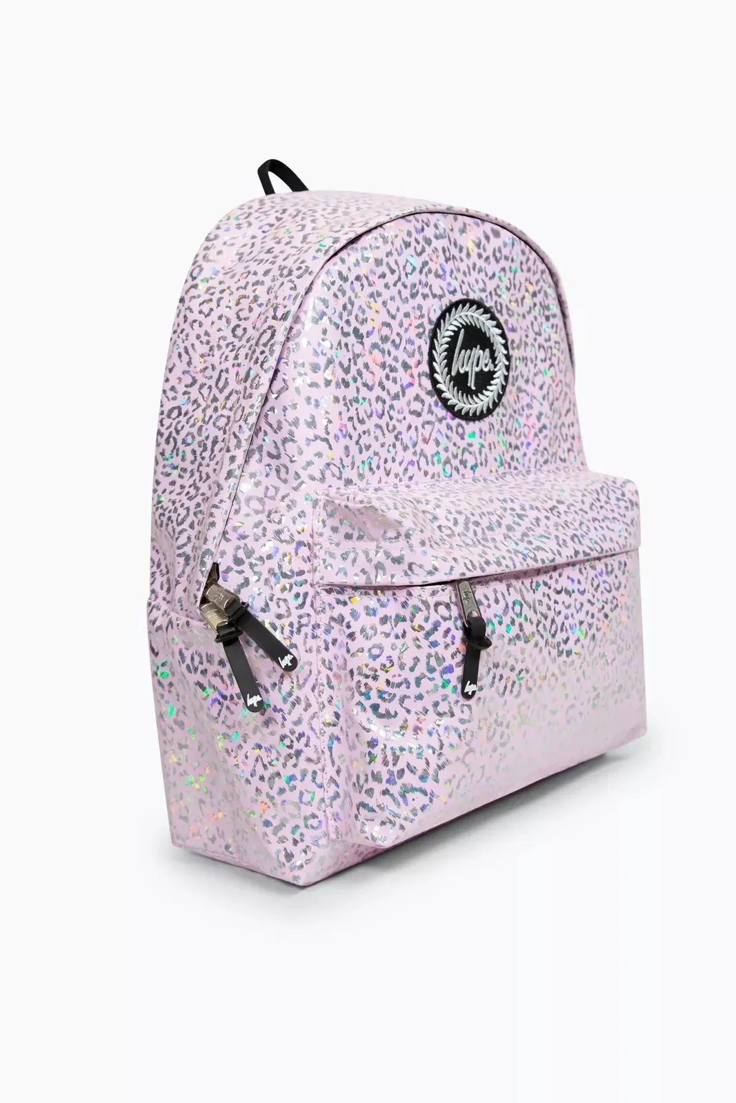 Hype Girls Pink Holographic Leopard Iconic Backpack