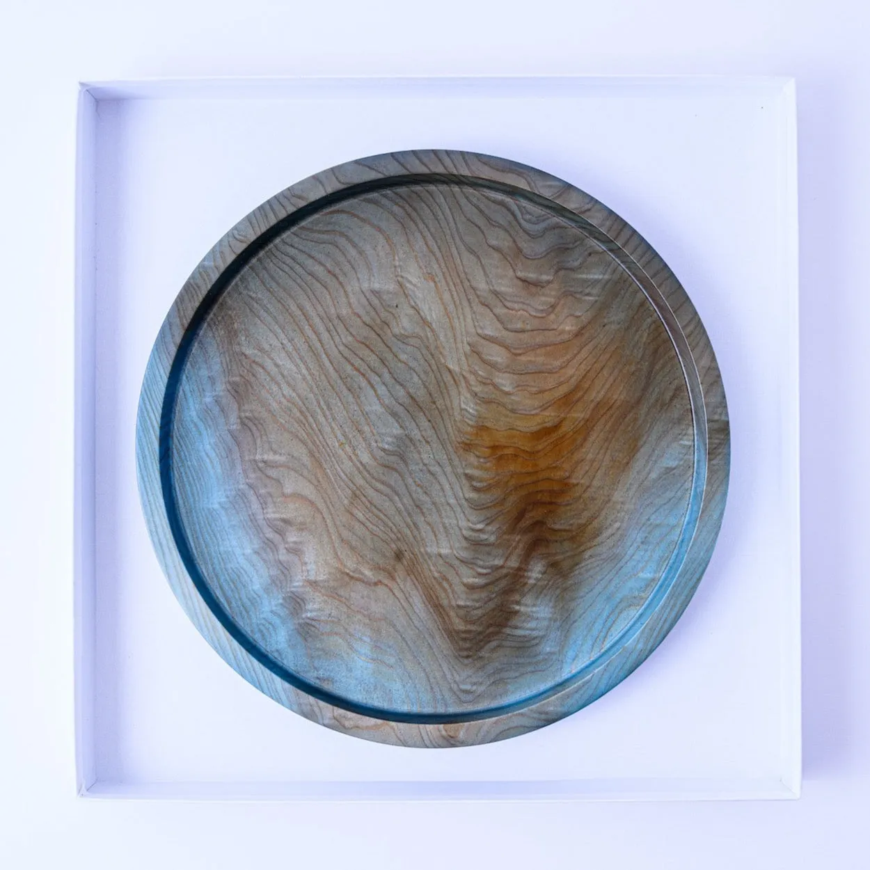 Indigo dye "Sugi" 26cm wood plate