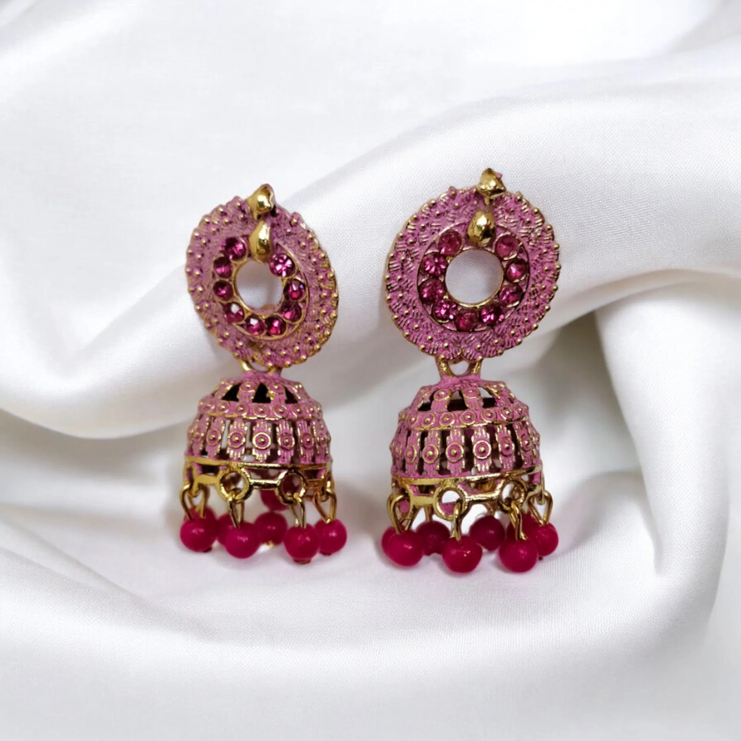 Jewelestia Rosy Delight Jhumkas