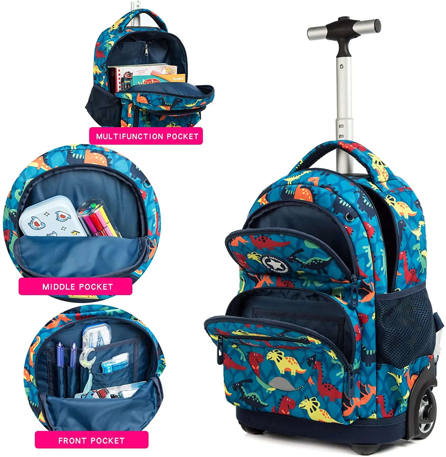 Kids 16-inch Rolling Luggage Bags School Backpack Set