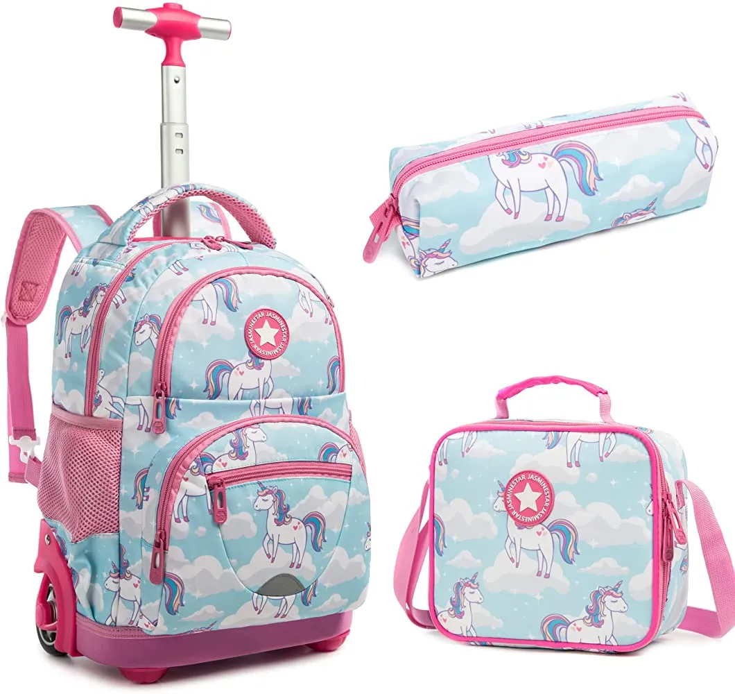 Kids 16-inch Rolling Luggage Bags School Backpack Set