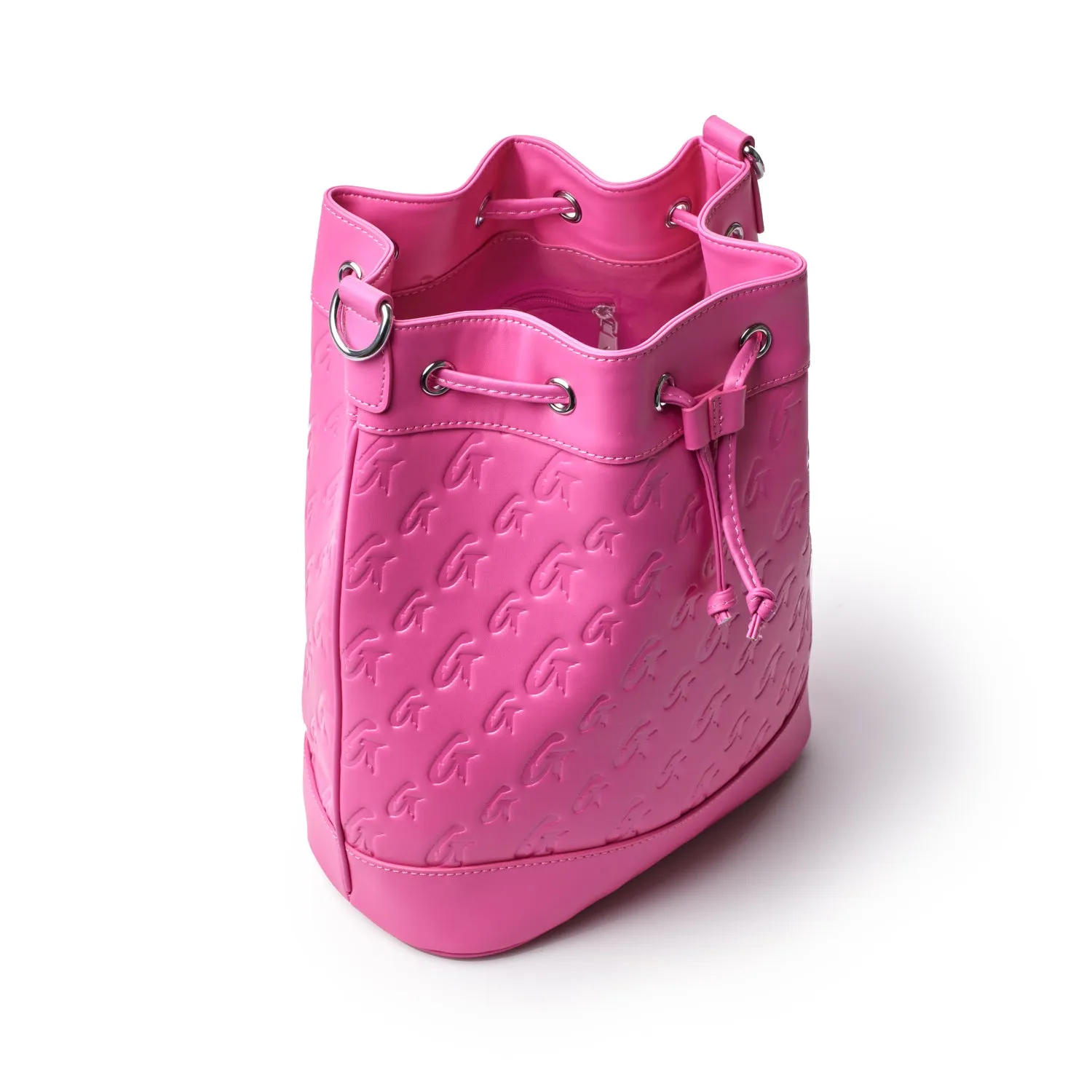 LARGE MONOGRAM BUCKET BAG - HOT PINK