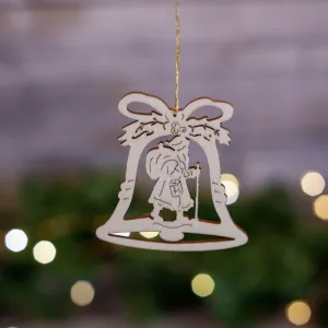 Laser Cut Bell Ornament with Santa